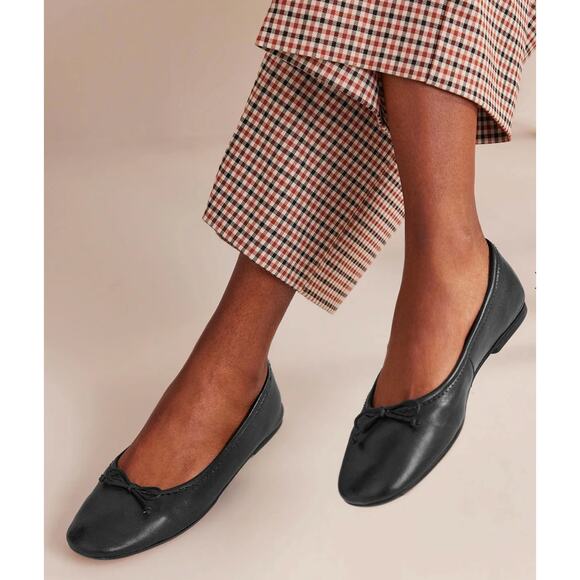 Boden Kitty Leather Flexi Sole Ballet Flats Womens Size 40 Black Gold New Shoes - Picture 1 of 13